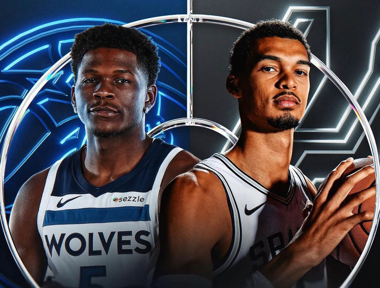 En la imagen, Edwards y Wembanyama en la portada ilustrativa de NBC y NBA.