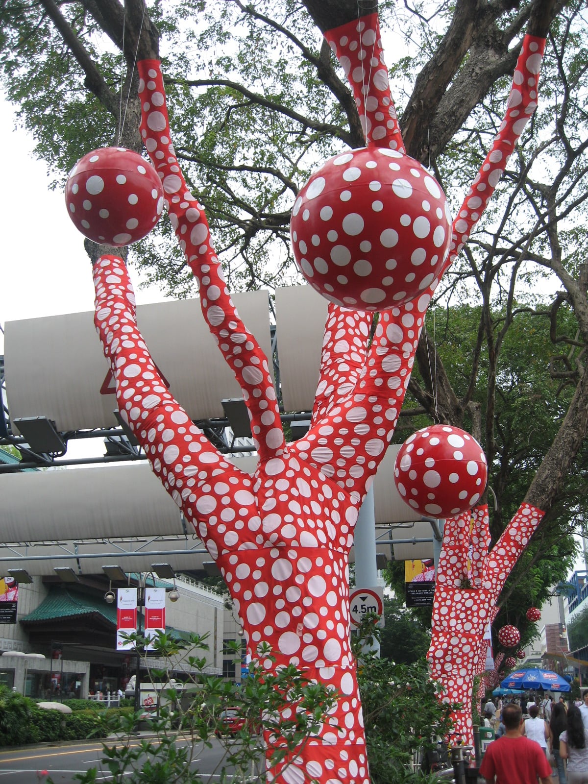 Yayoi Kusama - Ascension of Polkadots on the Trees, Singapore Biennale 2006.