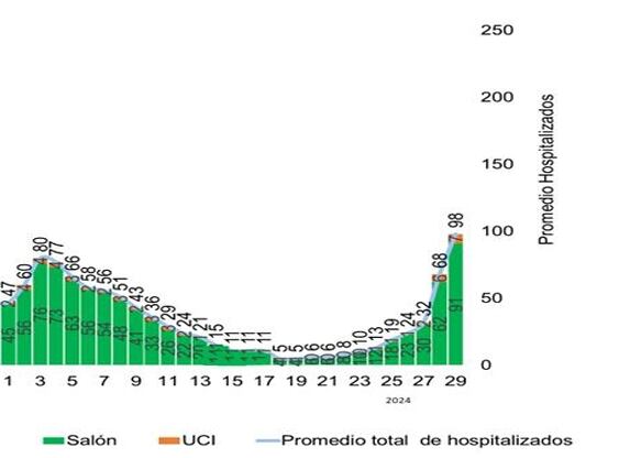 Así han evolucionado las hospitalizaciones por covid-19 en Costa Rica durante 2024.
Gráfico: Ministerio de Salud