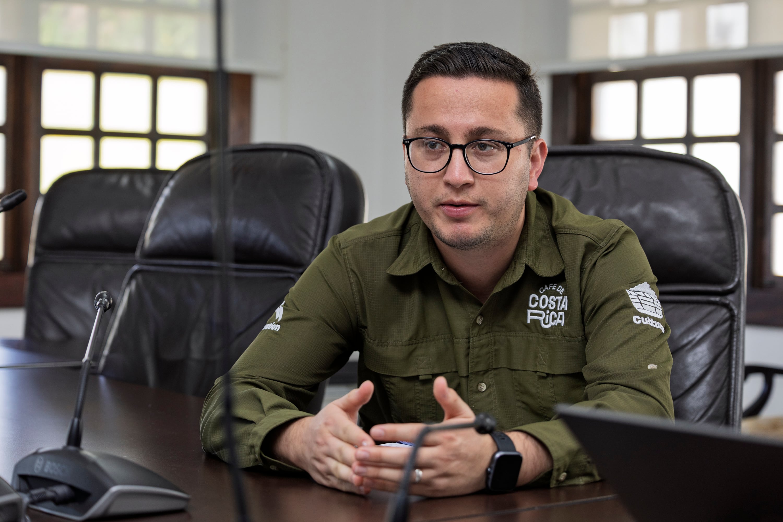 03/03/2026, Heredia, Barva, entrevista con Gustavo Jiménez director ejecutivo de ICAFE, Marco Araya Molina jefe de estudios económicos y de mercado del ICAFE y Andres Piedra Fallas gerente de mercadeo y comunicación de ICAFE.