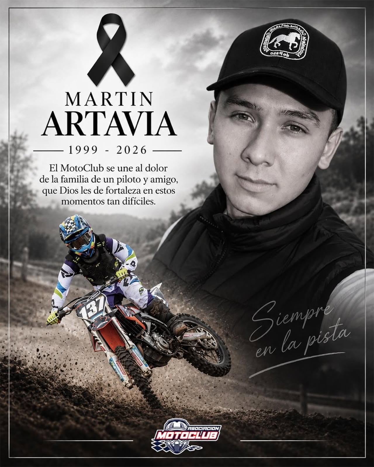 Esta es la nota luctuosa difundida por MotoClub, lamentando la muerte de Martín Artavia.