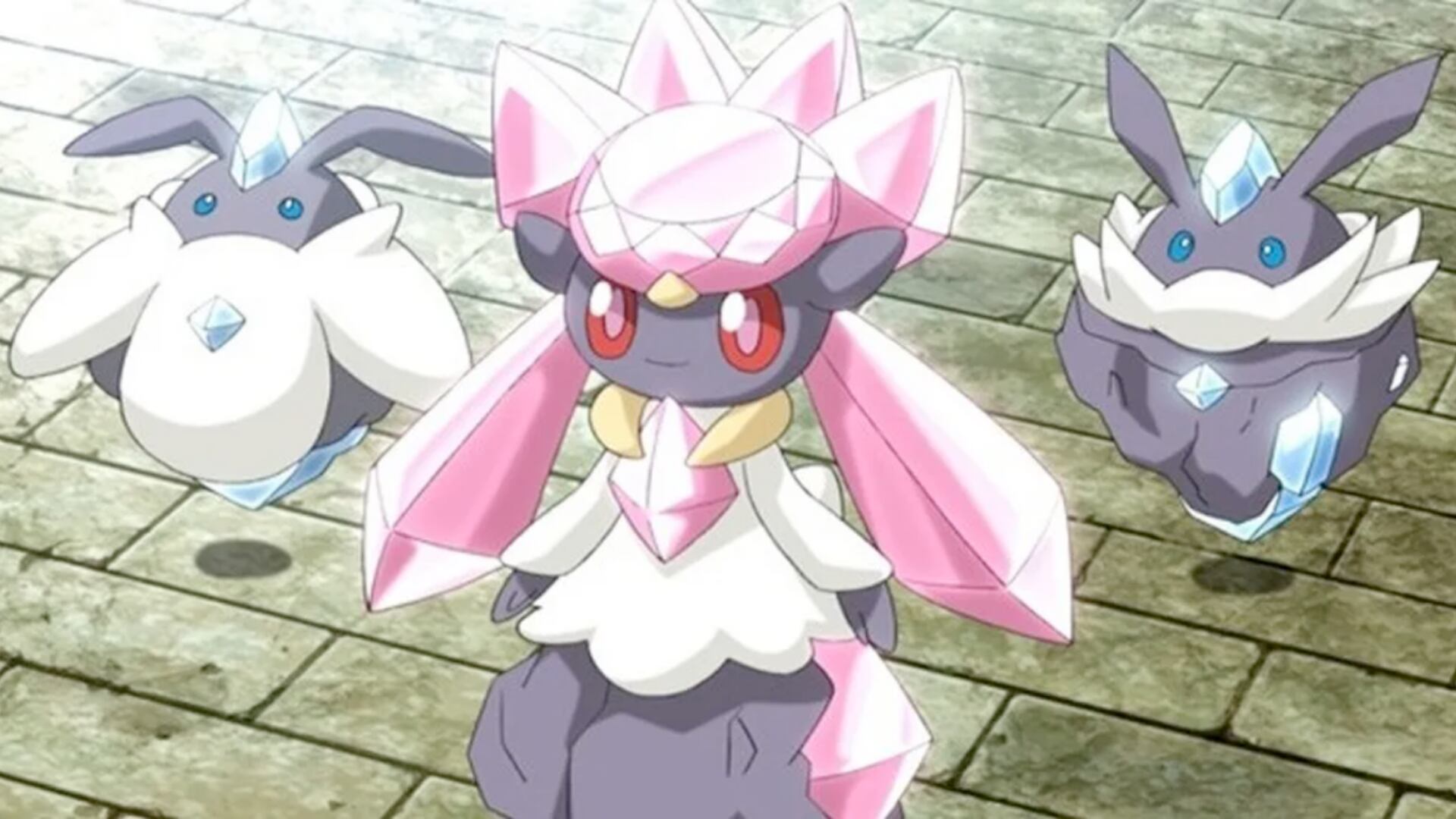 Diancie: Único pokémon Piedra/Hada con Mega Evolución, distribuido solo por eventos.