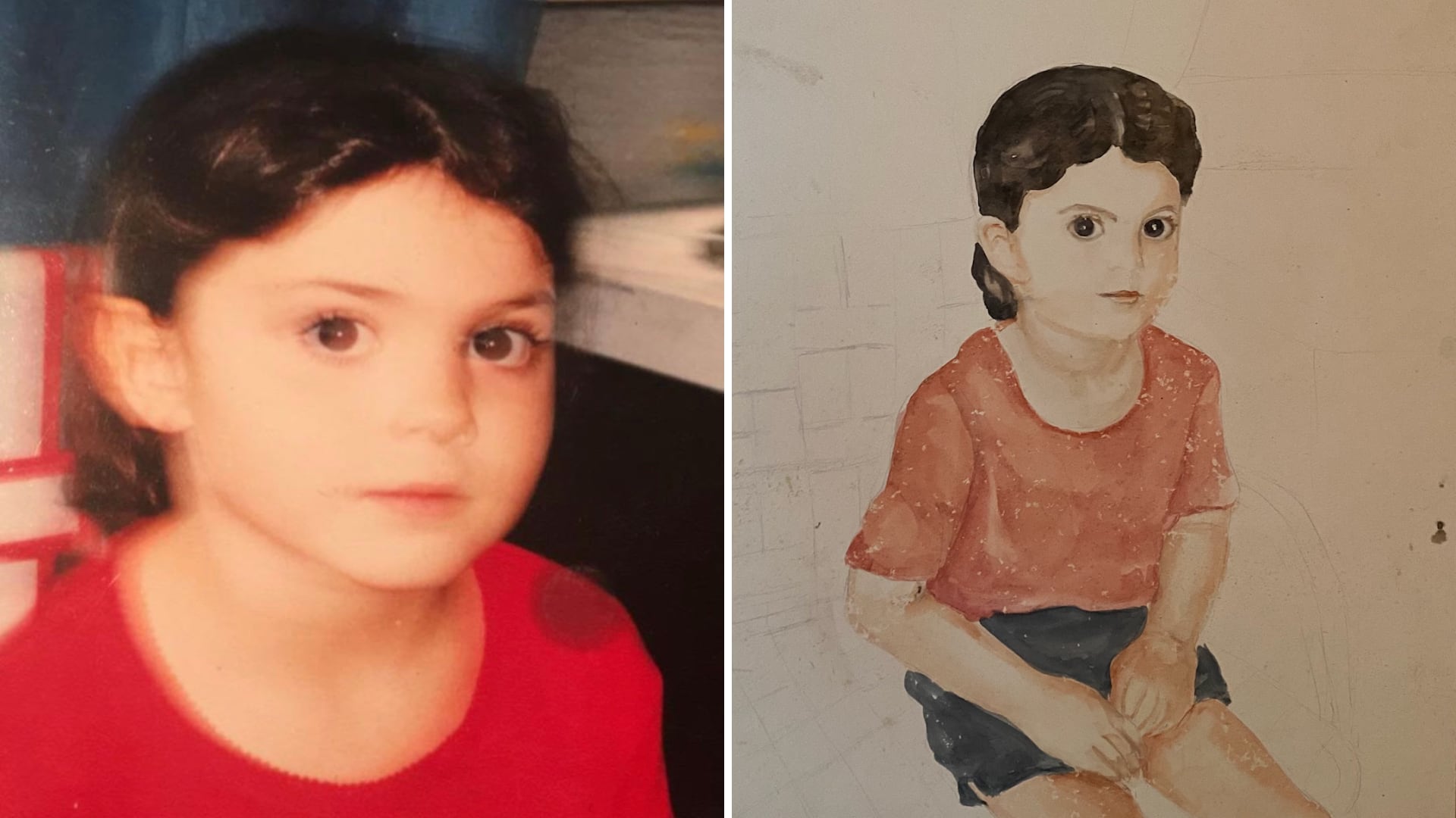 Floria Herrero y el retrato sin terminar de su abuela Floria Pinto, exhibido en el Museo de Arte Costarricense.