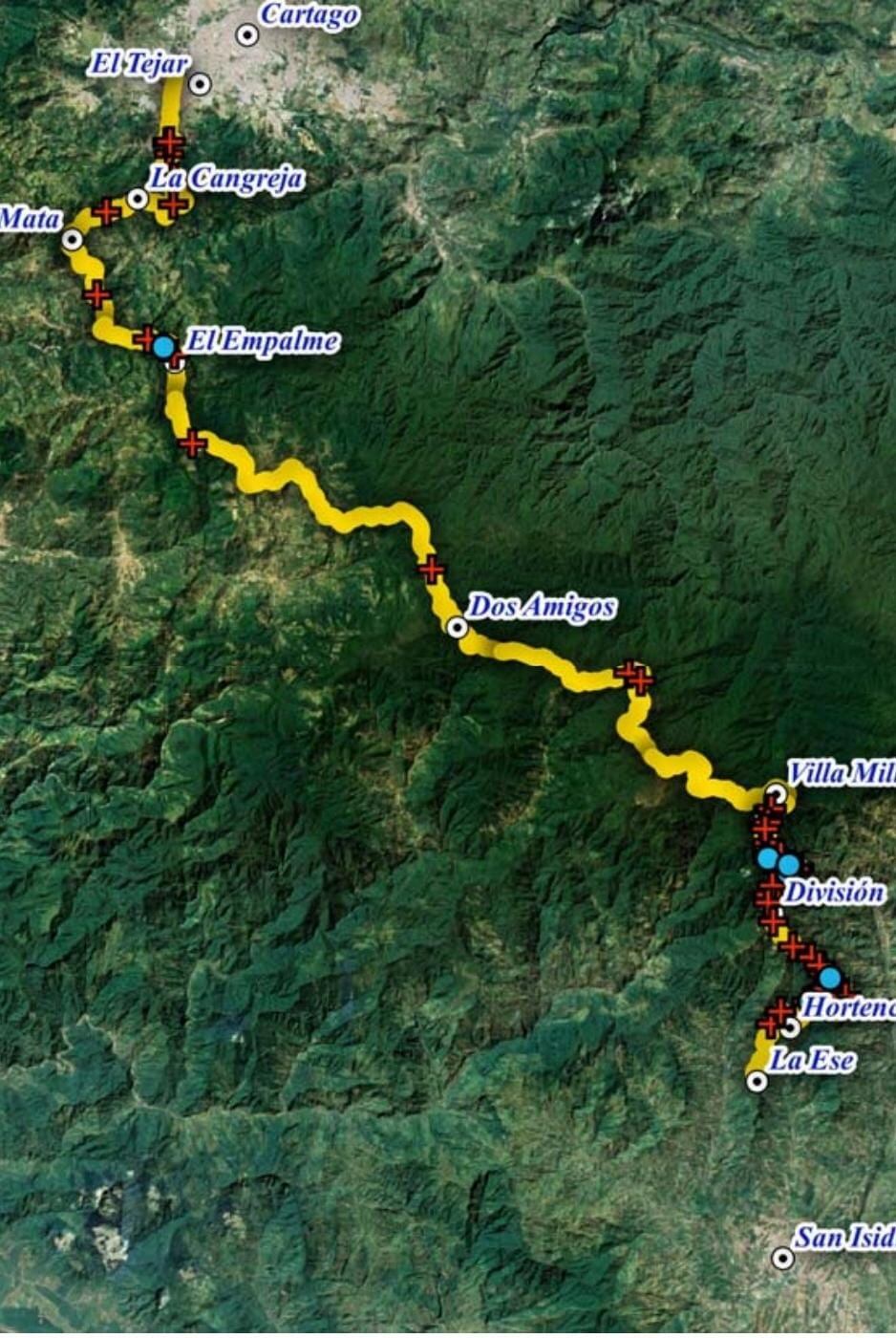 Esta es la ubicación de los 58 puntos propensos a deslizamientos en el paso del Cerro de al Muerte.