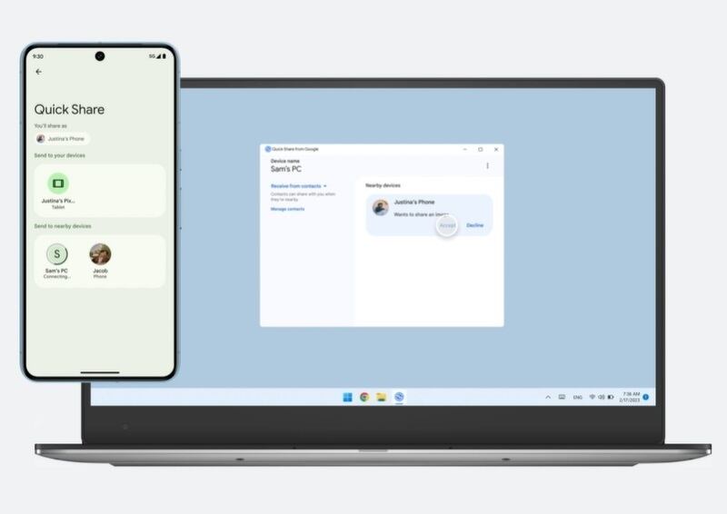 Quick Share permitirá compartir archivos en computadoras Windows con chips Arm de Qualcomm.