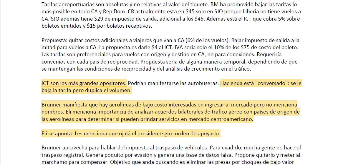 Minuta reunión Eliécer Feinzaig y Stephan Brunner