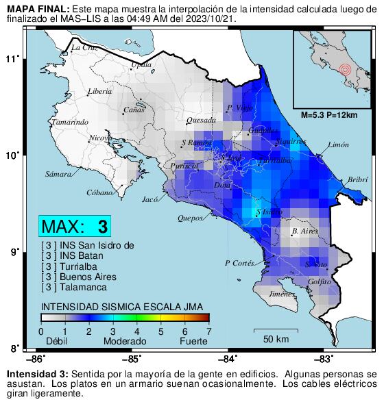 Sismo Altamira Rivas Pérez Zeledón 5 grados 21 octubre 2023