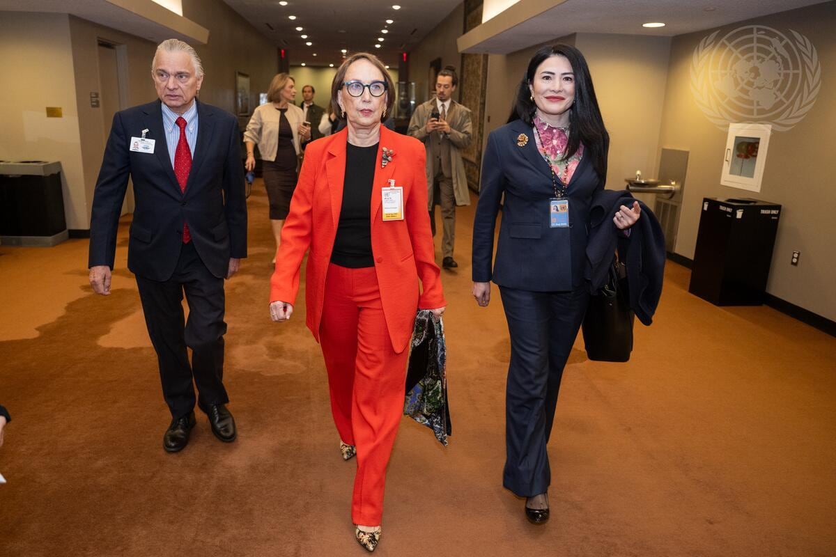 La costarricense Rebeca Grynspan estuvo acompañada del canciller costarricense, Arnoldo André Tinoco, y la embajadora ante la ONU, Maritza Chan.