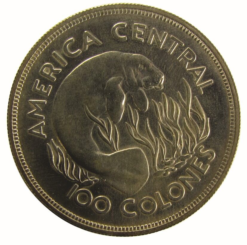Moneda de 100 colones, plata, Costa Rica, 1974. Colección del Banco Central