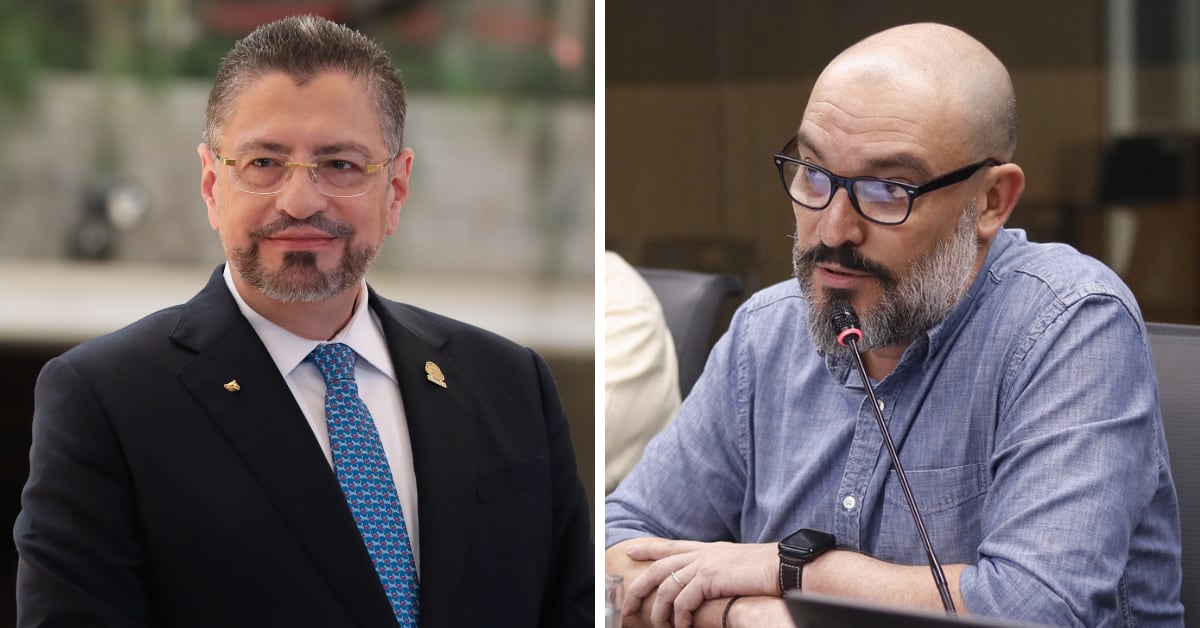 Rodrigo Chaves, presidente de la República, y Christian Bulgarelli, productor audiovisual.