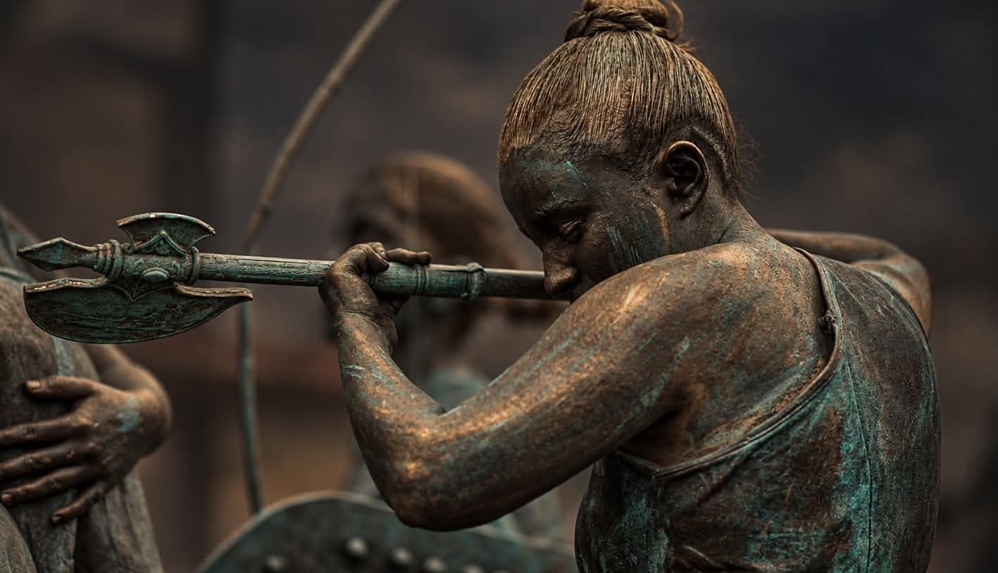 Ataviados con maquillaje y vestuario de época, los jóvenes recrearon la escena de la escultura localizada en el Parque Nacional, símbolo de la Campaña Nacional de 1856-1857.