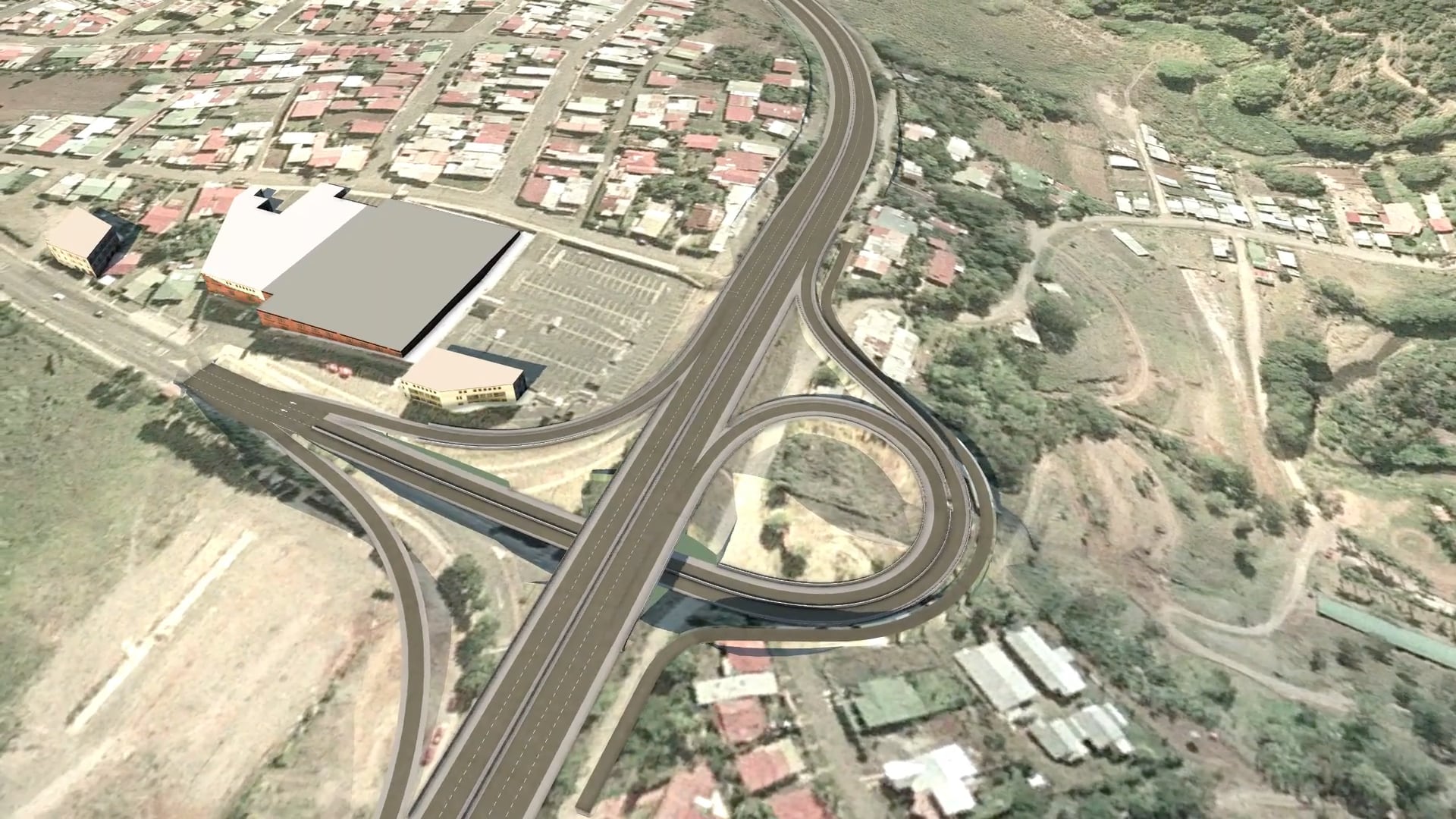 El MOPT prevé que así quedará la entrada a San Ramón, con un nuevo paso a desnivel.