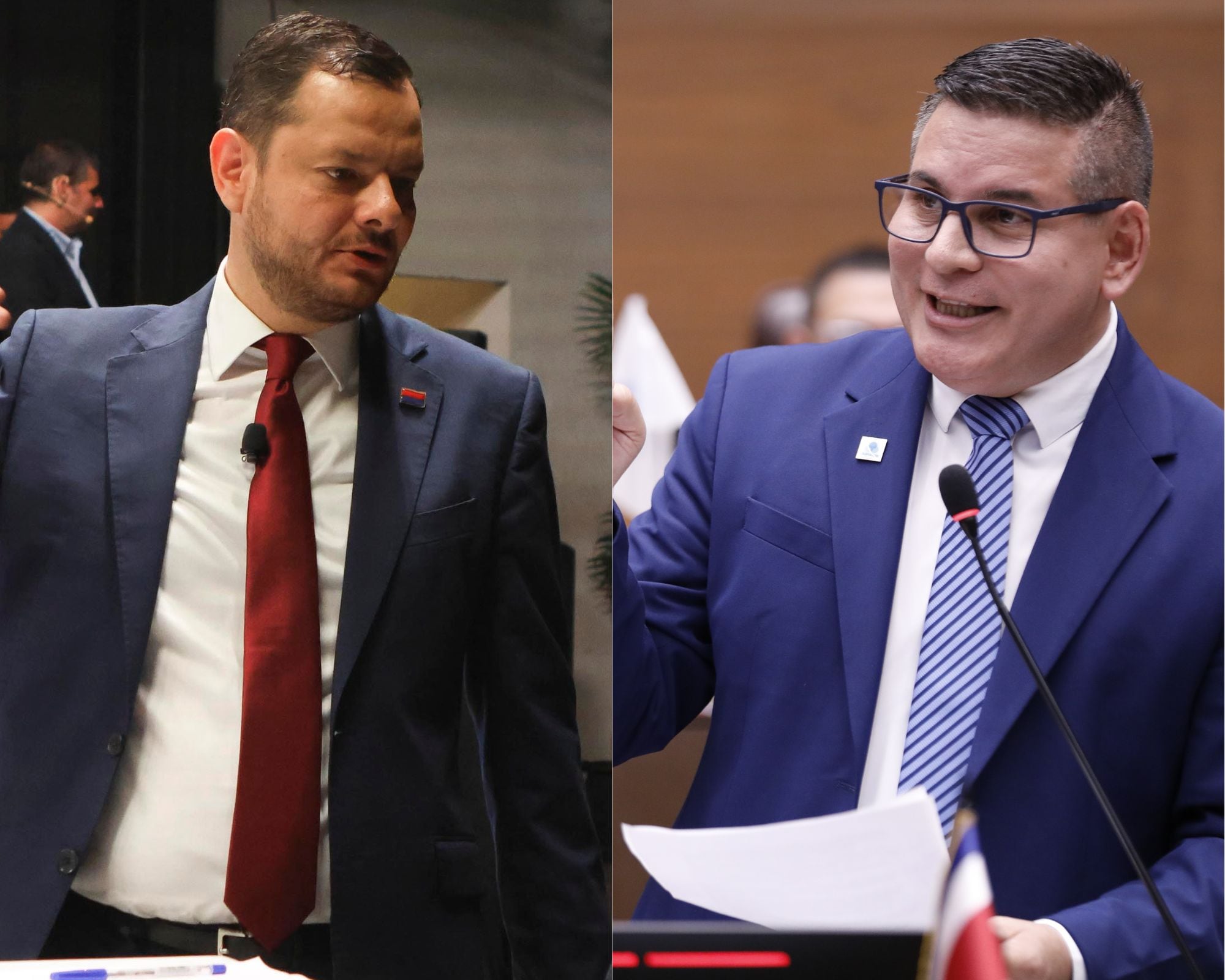 Juan Carlos Hidalgo, del PUSC; y Fabricio Alvarado, de Nueva República
