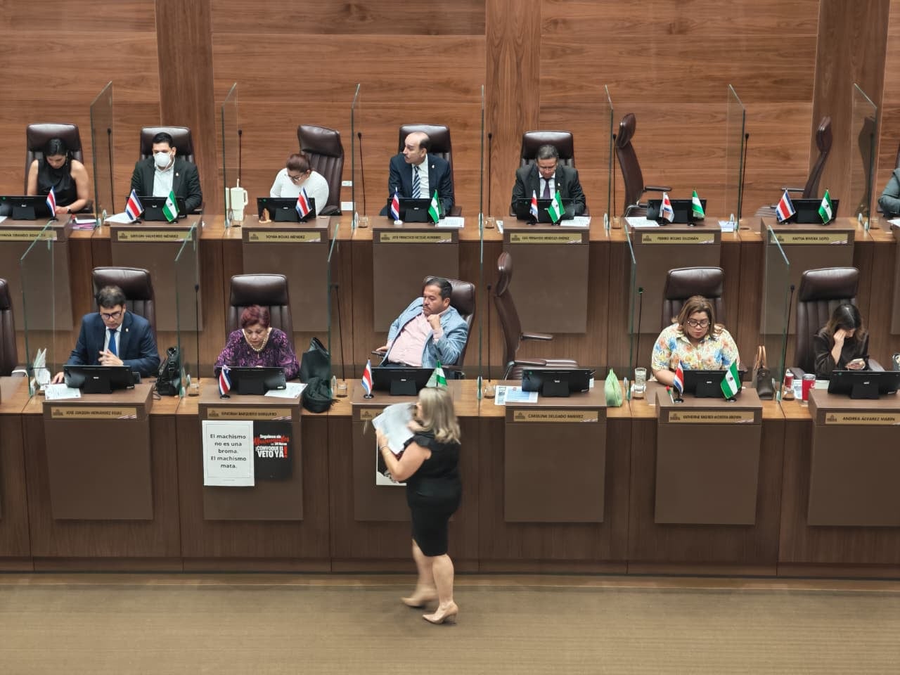 Una funcionaria de la Secretaría del Directorio recoge las boletas de votación de los diputados del PLN, en la quinta ronda para elección de magistrados de la Sala Constitucional.