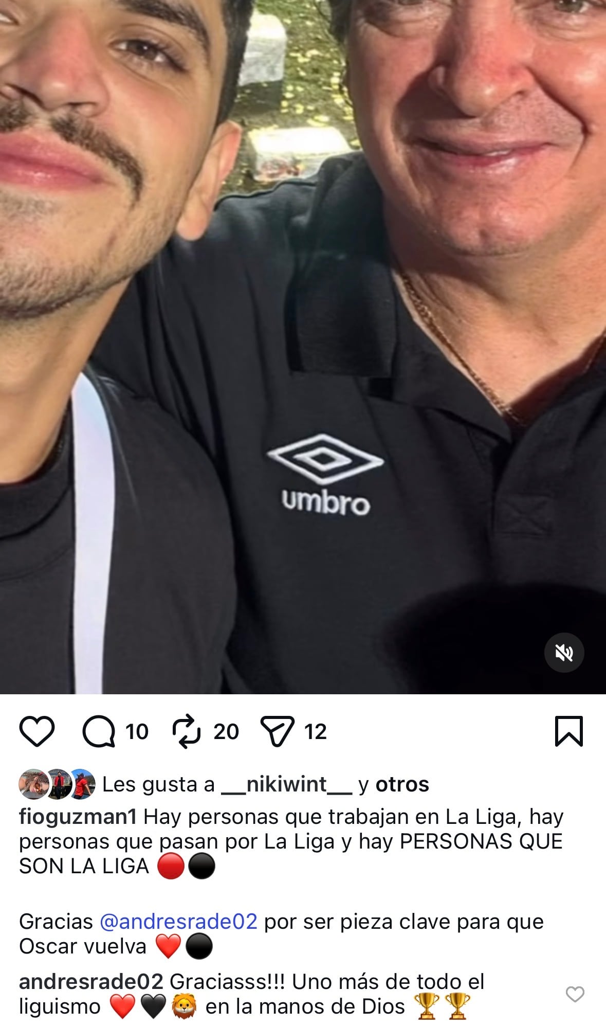 Andrés Ramírez respondió a la publicación de Fiorella Guzmán en Instagram.