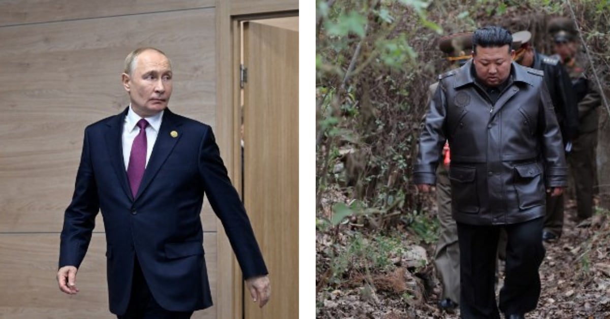 Imagen de Vladimir Putin y Kim Jong-un, aliados mediante el Acuerdo de asociación estratégica Rusia-Corea del Norte.