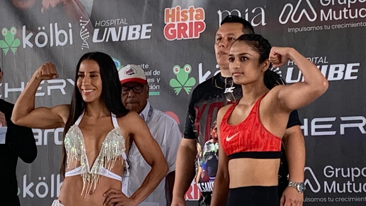 19/07/2024, San Jose, pesaje de Yokasta Valle, para la pelea del próximo sábado 20 de julio en el estadio Ricardo Saprissa, con la boxeadora de la India, Ramadeep Kaur.