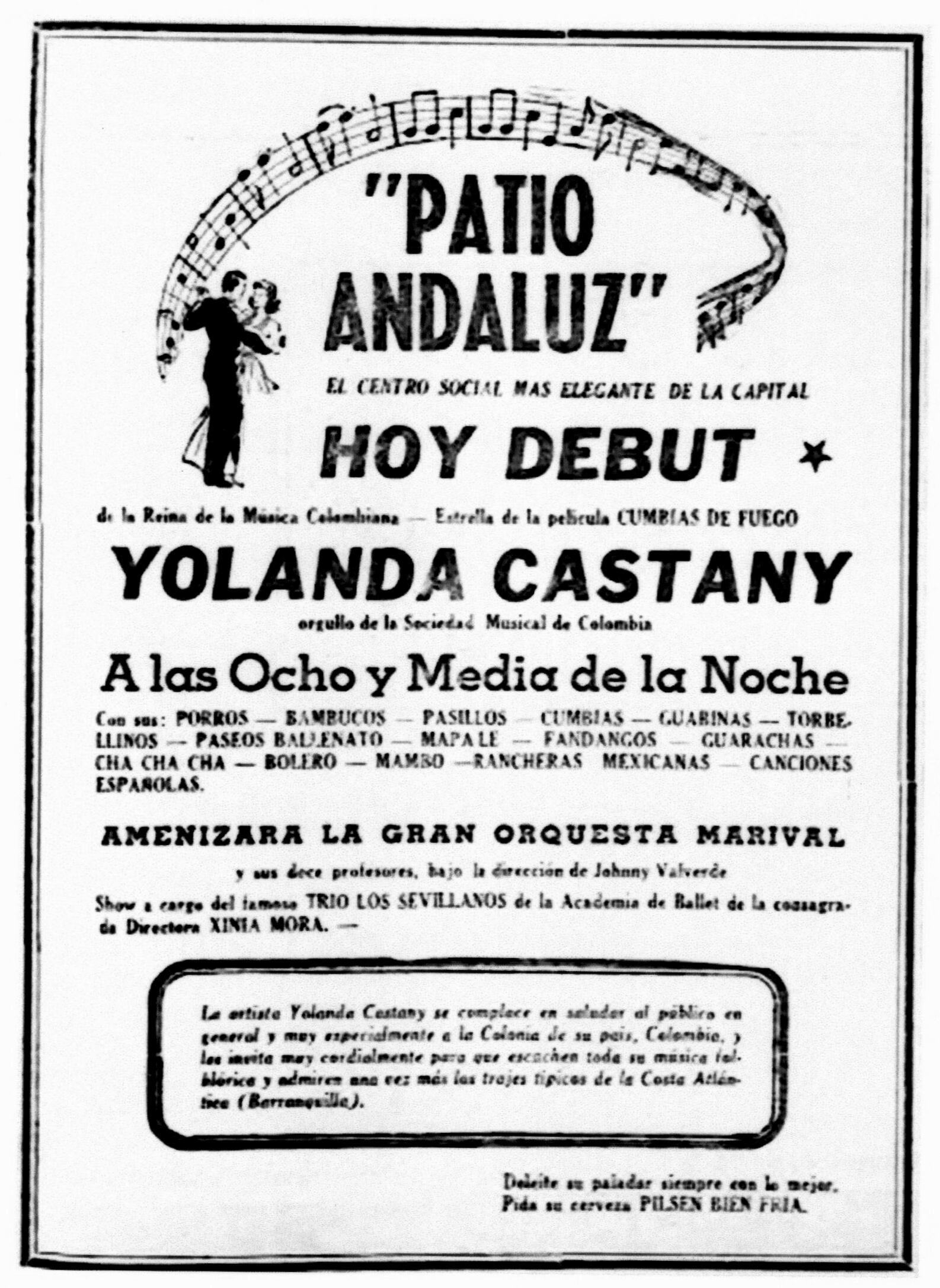 Anuncio del “Patio Andaluz”. Diario de Costa Rica, 17 de diciembre de 1955.