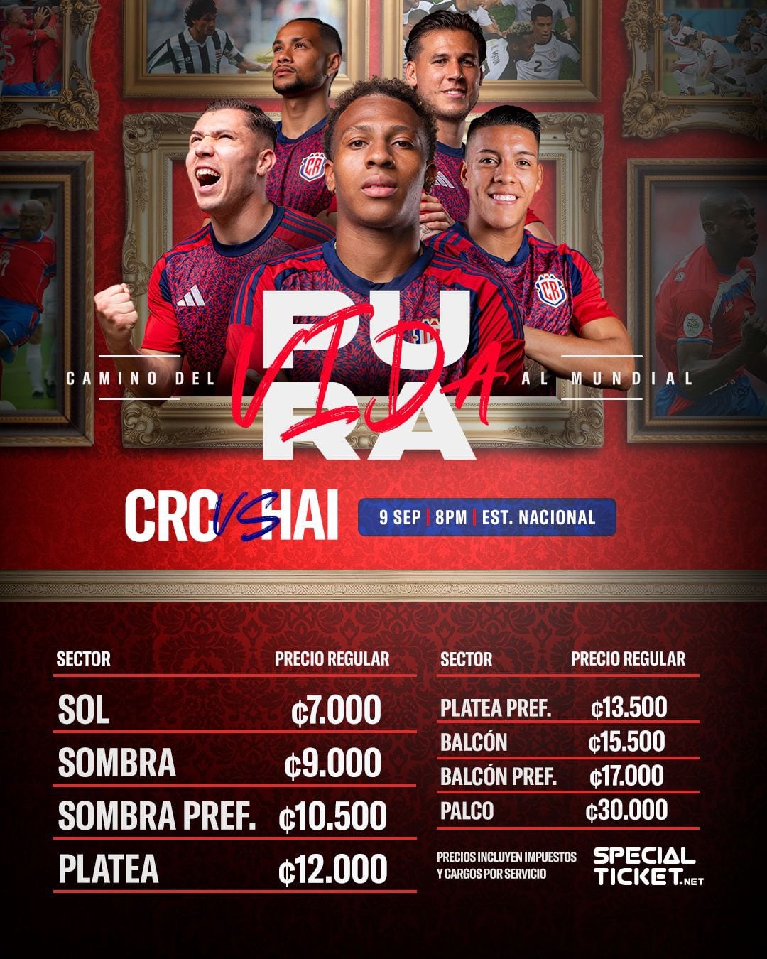 Estos son los precios de las entradas para el partido entre la Selección de Costa Rica y Haití, en la eliminatoria mundialista.