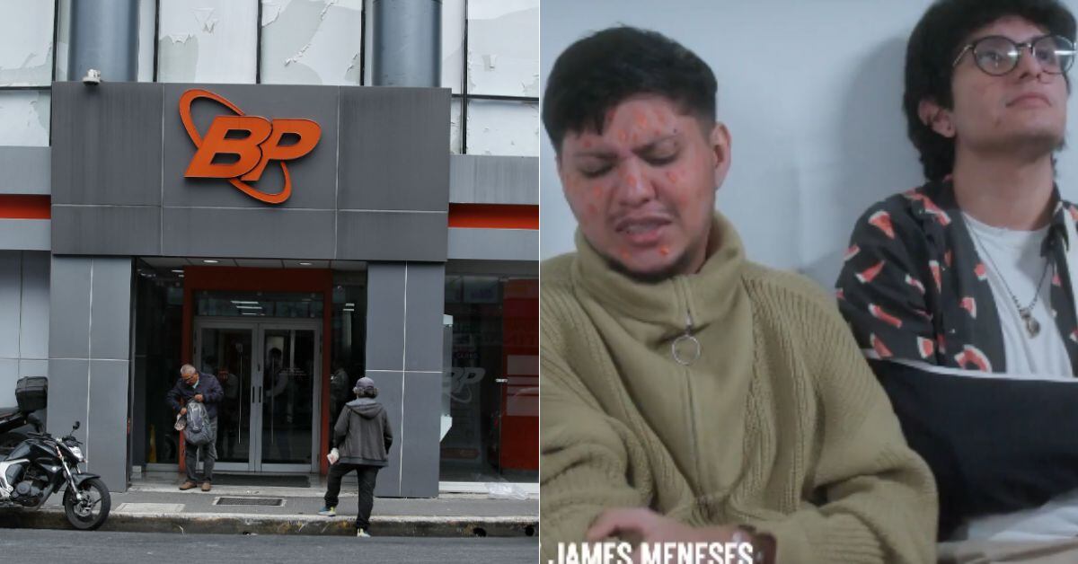 En la imagen a la izquierda se muestra la fachada del Banco Popular, mientras que a la derecha se muestra una captura de uno de los videos de crítica nacional de El Chinaoke.