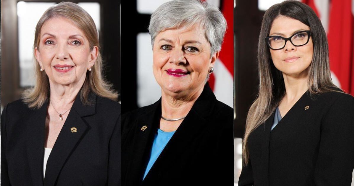 En la imagen, de izquierda a derecha, se observan las magistradas Zetty María Bou Valverde, Luz de los Ángeles Retana Chinchilla y Wendy de los Ángeles González Araya.