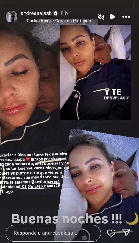 Andrea Salas compartió fotos del arquero Keylor Navas al recibirlo en su casa y le dedicó un emotivo mensaje de apoyo.
