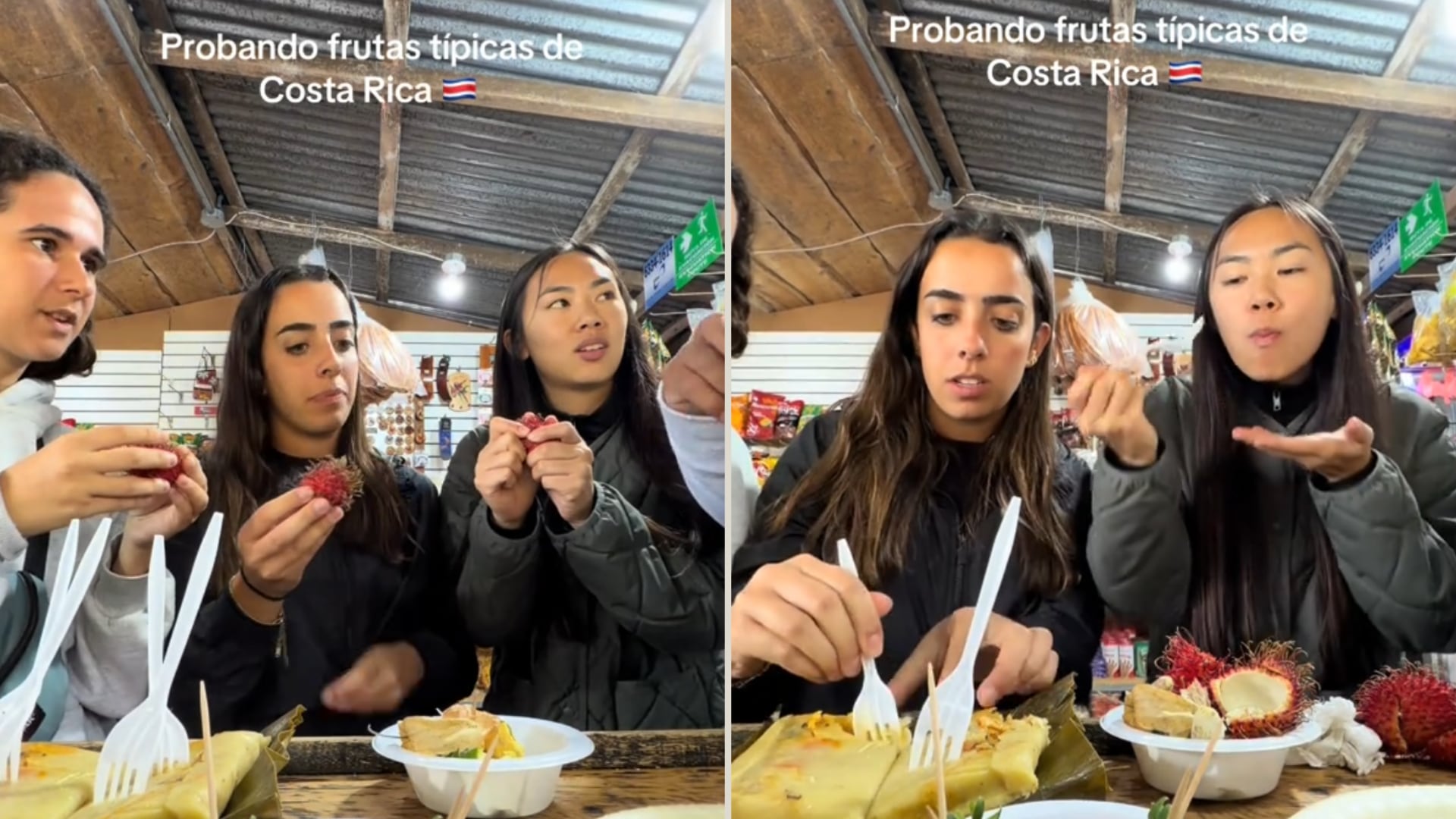 Tres españolas probaron diferentes alimentos costarricenses y compartieron sus reacciones durante una degustación.