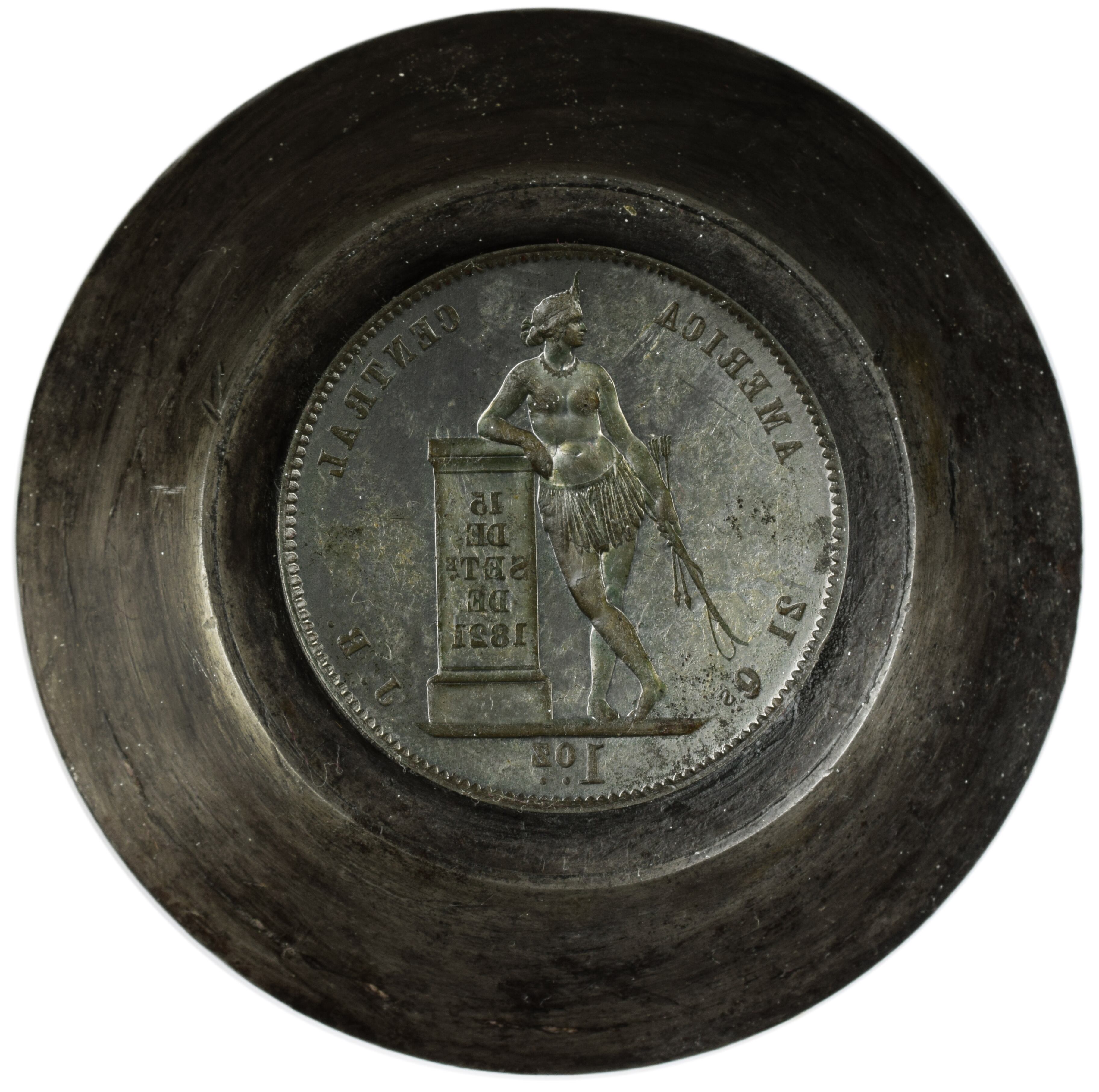 Troquel de una onza, de acero, que data de 1850, Costa Rica. Colección del Banco Central de Costa Rica.