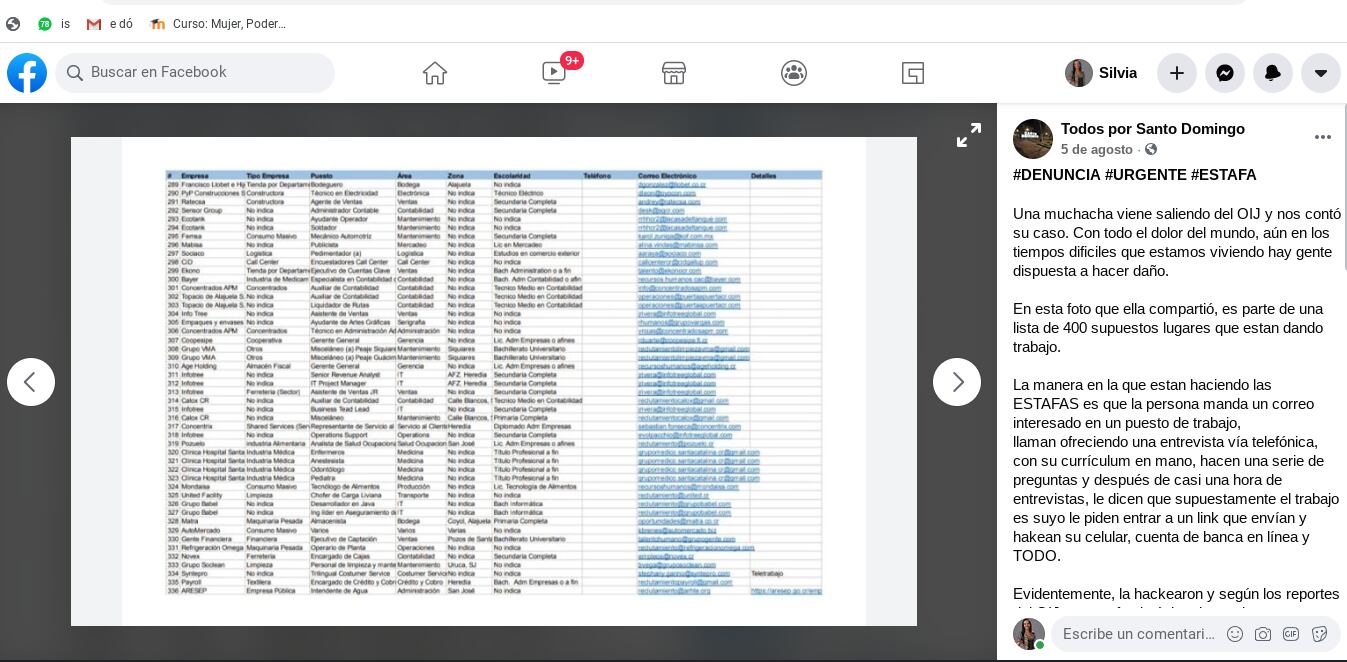 Esta lista, con aparentes puestos vacantes, se difunde en redes sociales.
