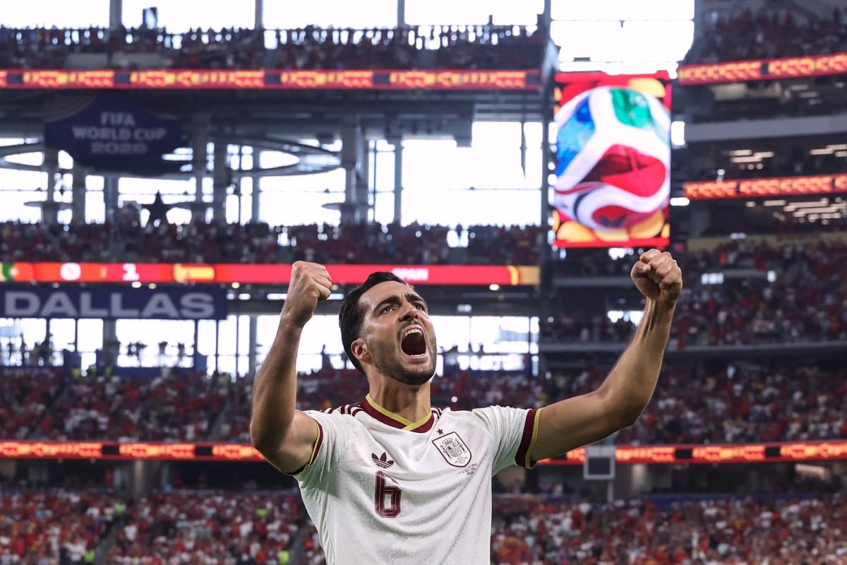 Mikel Merino celebra su gol más importante con la Selección de España en el Mundial 2026.
