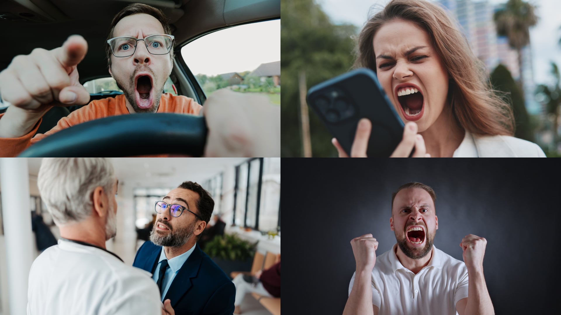 Agresividad, enojo, ira, personas enojadas, intolerancia, gritos, frustración