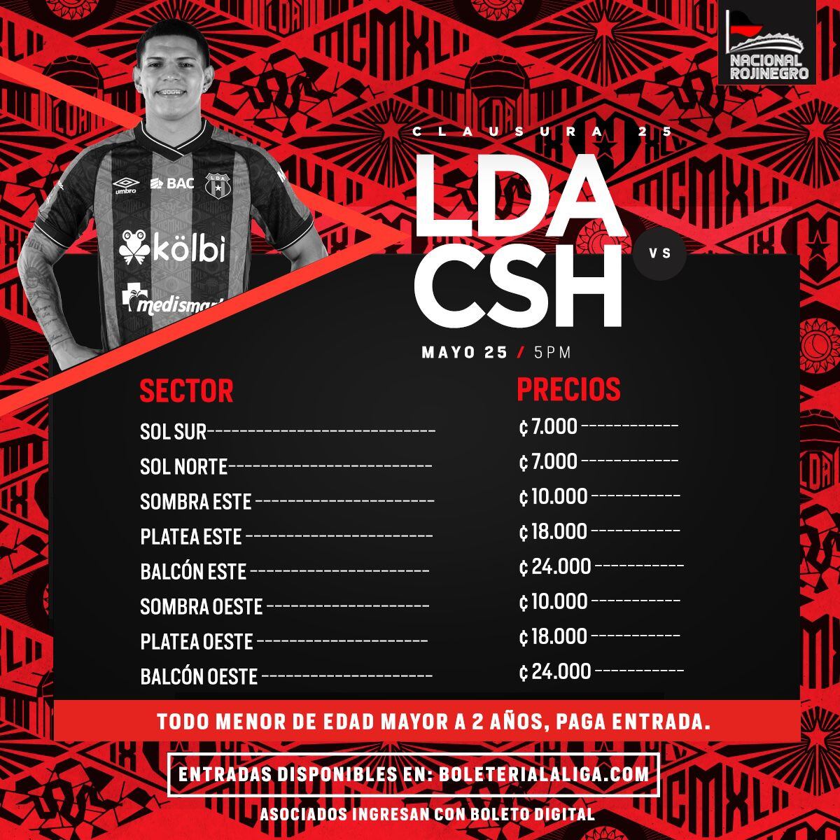 Estos son los precios de las entradas para la gran final entre Liga Deportiva Alajuelense y Herediano.