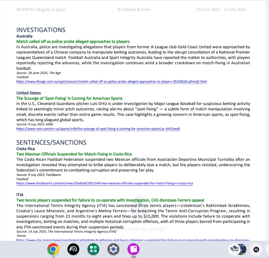 Este es el boletín de la Interpol que destacó el caso en Costa Rica del Municipal Turrialba.