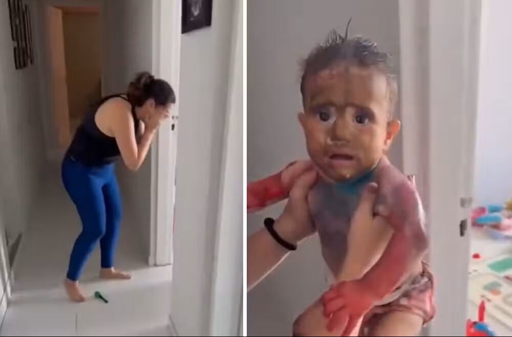 Una niña de 4 años cubrió con pintura guache a su hermana de 10 meses mientras jugaban solas en su casa