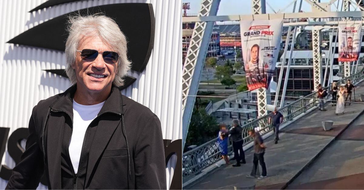 El artista se encontraba en el puente peatonal John Seigenthaler en Nashville, Tennessee, cuando se percató de que la mujer estaba peligrosamente cerca de la baranda. (Imagen izquierda: AFP) (Imagen derecha: Departamento de Policía Metropolitana de Nashville )