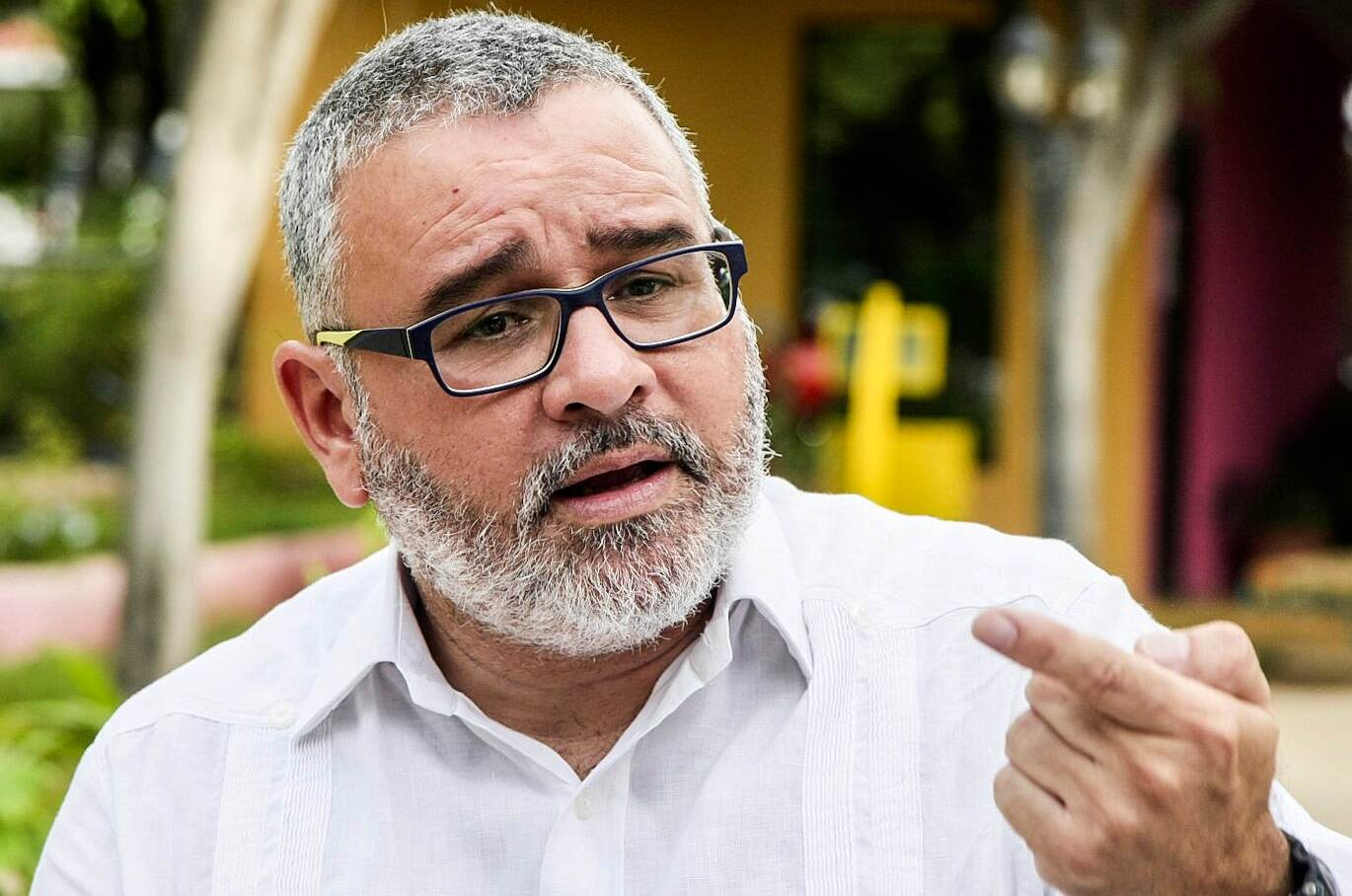 Mauricio Funes, expresidente salvadoreño, durante una entrevista a un canal prosandinista en Managua.