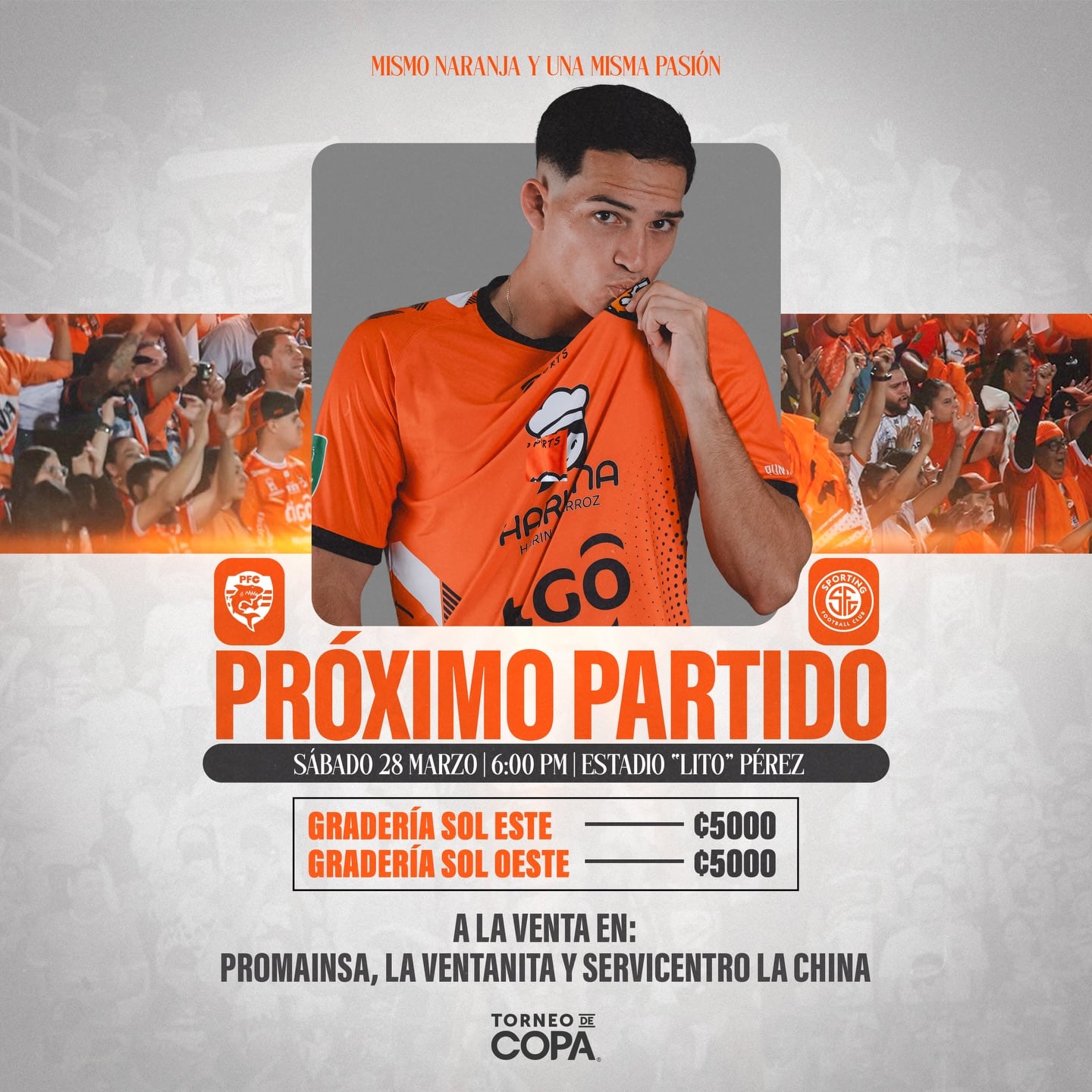 Este es el precio de las entradas para el partido de vuelta de la semifinal entre Puntarenas FC y Sporting, en el Torneo de Copa.