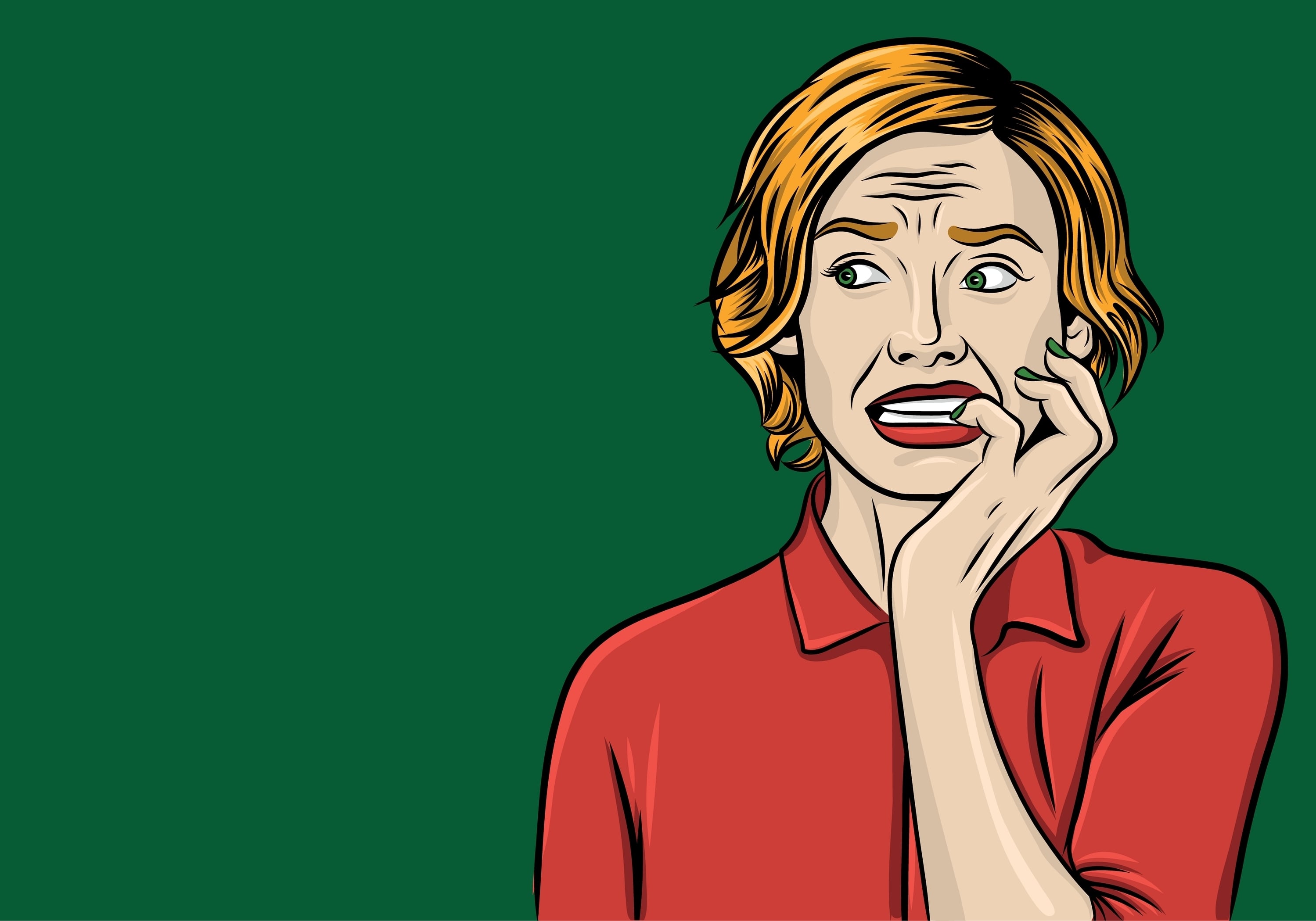 Mujer con rostro asustado, temeroso
