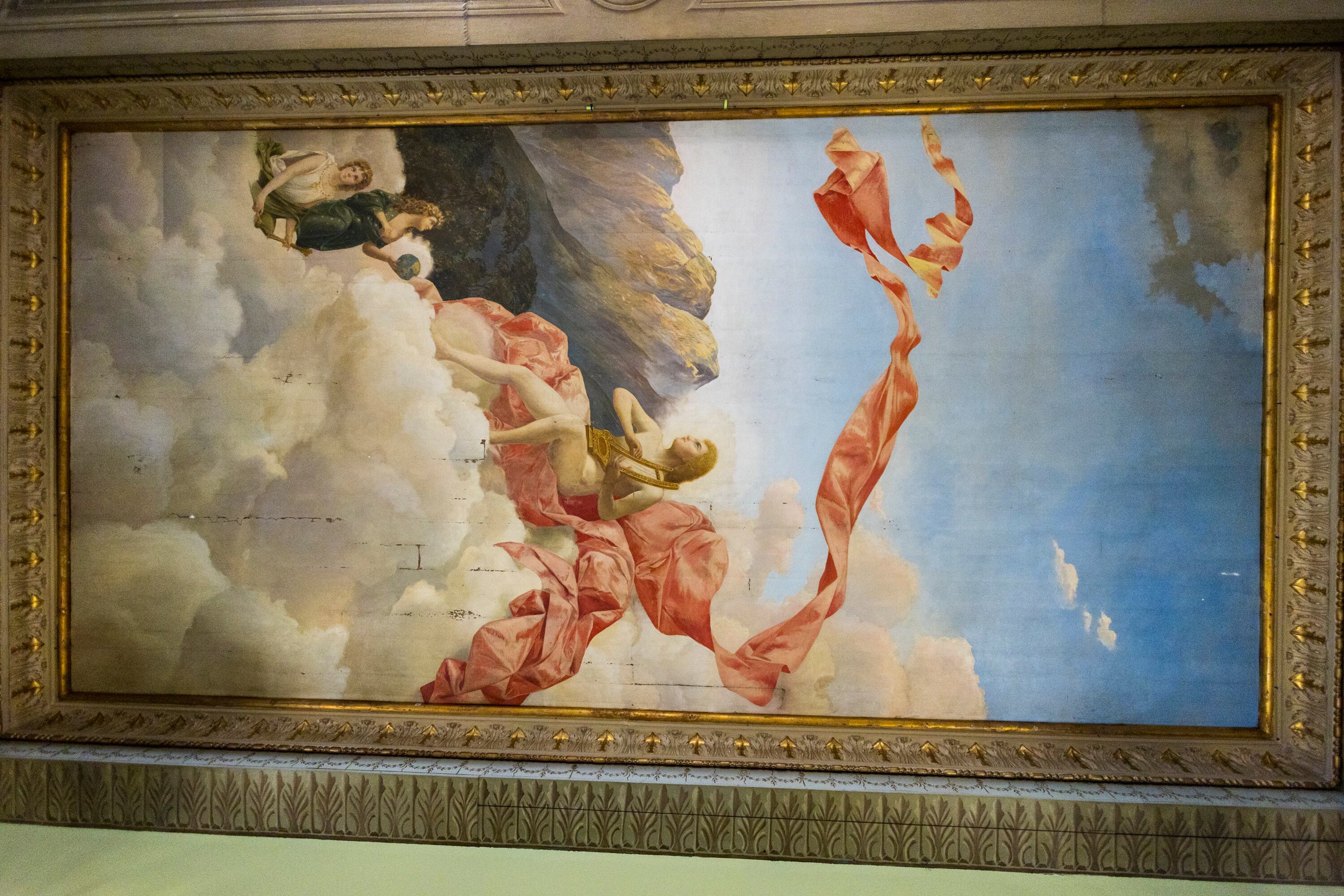 10/07/2024, San José, Teatro Nacional, entrevista con los encargados de la restauración de las obras en el Teatro Nacional, Marcia Fallas, encargada de la restauración, Guillermo Fournier y Kimberly González, restauradores y con la director adel teatro nacional, Karina Salguero.