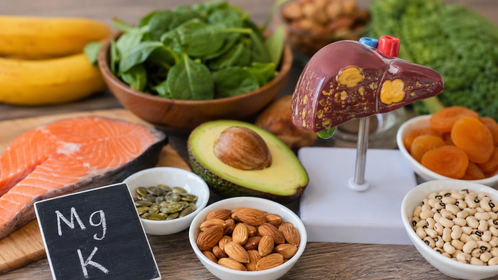 Magnesio y potasio aparecen como aliados en la prevención del hígado graso gracias a su efecto sobre el metabolismo y el colesterol.