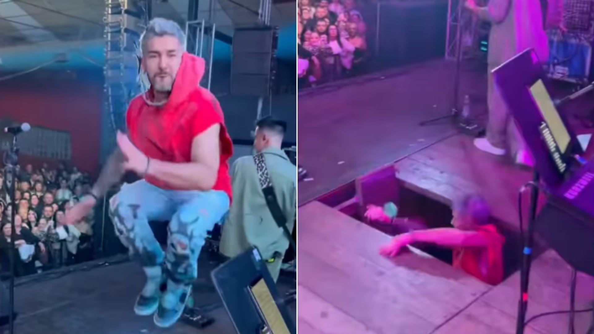 El escenario colapsó en un show de Dale Q’ Va en Córdoba y su cantante sufrió una caída que le provocó una herida en la cabeza.