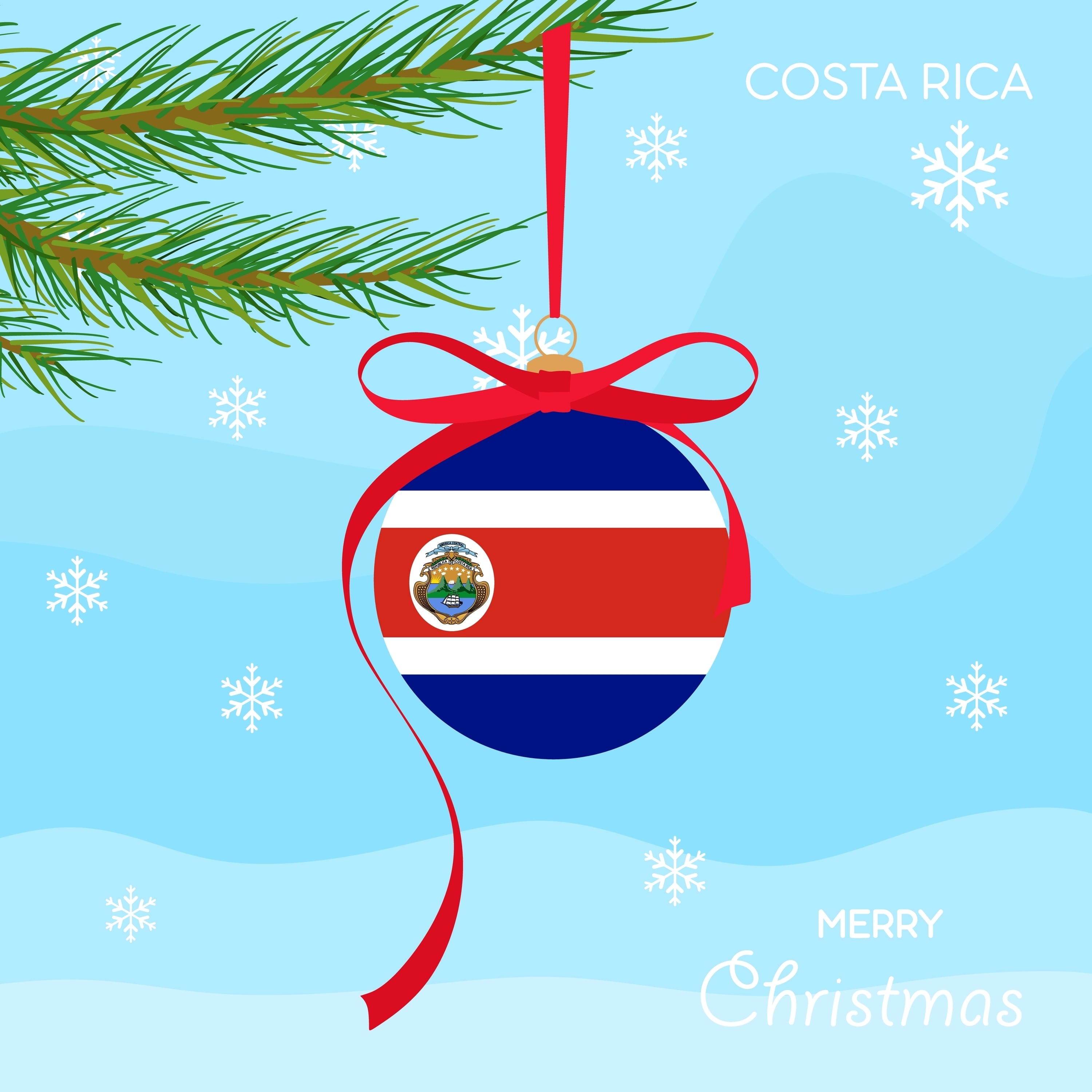 Costa Rica, Navidad, bola de árbol de Navidad con bandera de Costa Rica