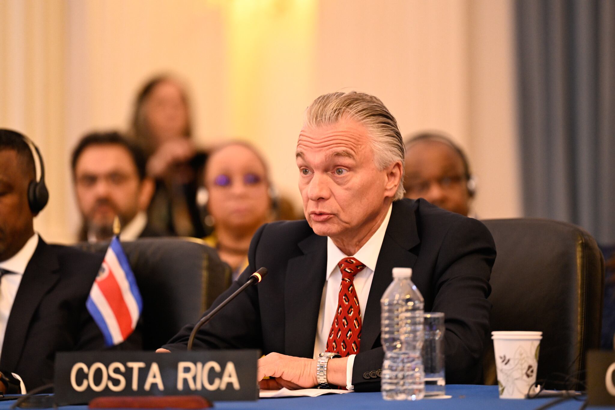 Arnoldo André, canciller de Costa Rica, durante la sesión extraordinaria de la OEA, para elegir al nuevo secretario general.