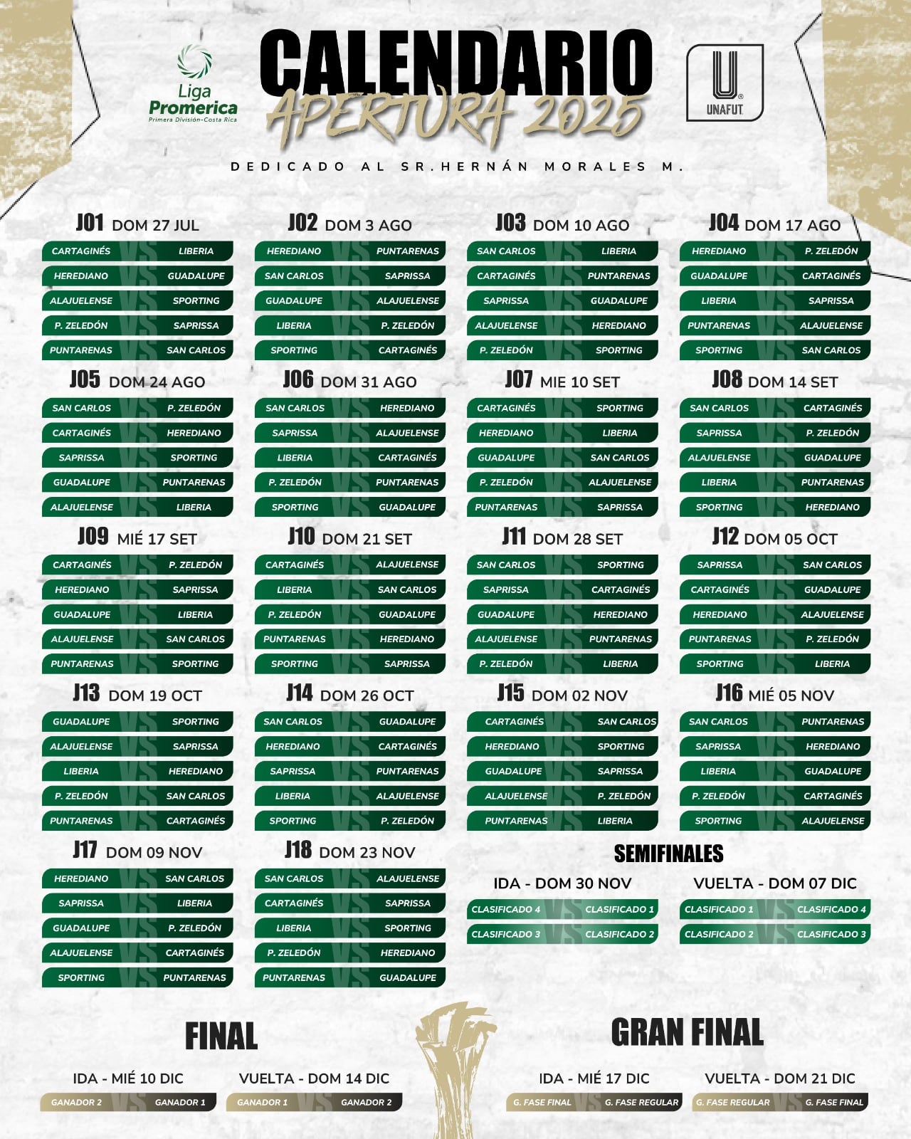 Este es el calendario del Torneo de Apertura 2025.