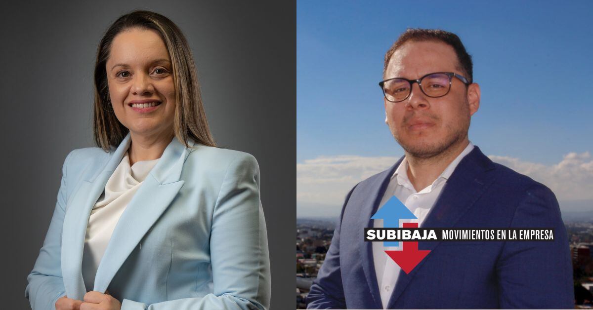 Silvia Chaves Herra posando sonriente en un entorno profesional. Al lado, Gustavo Fallas Marín, en un tono más serio.