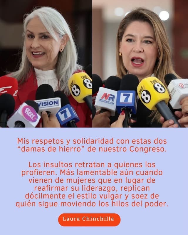 Laura Chinchilla expresó solidaridad con Claudia Dobles y Abril Gordienko tras el insulto de Cindy Murillo.