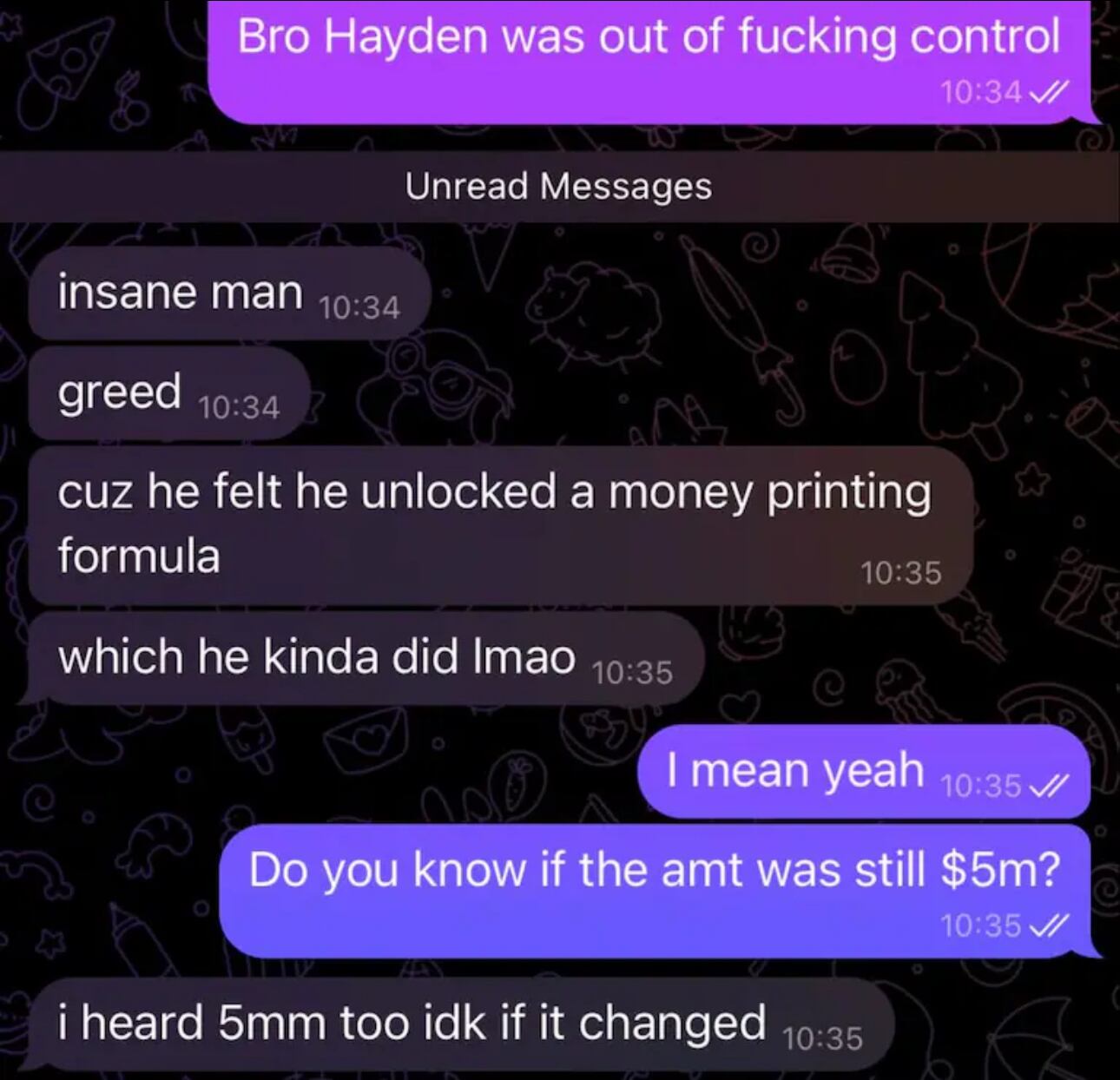 Otro de los chats sobre el empresario estadounidense Hayden Davis que trascendieron.