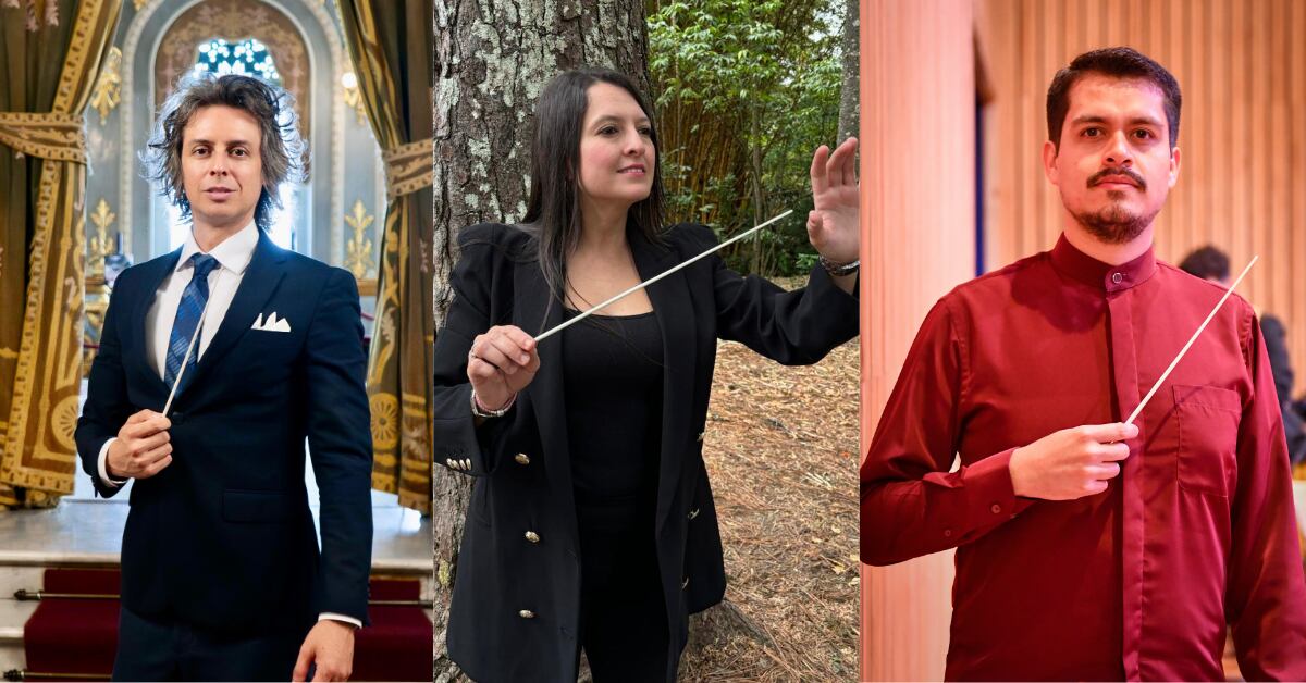 Cristian González, Luissana Padilla y Alejandro Acuña son parte del programa Jóvenes Directores, que busca formar nuevas generaciones en la dirección orquestal.
