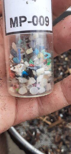 Un tubo de ensayo en el que se guardan los microplásticos.