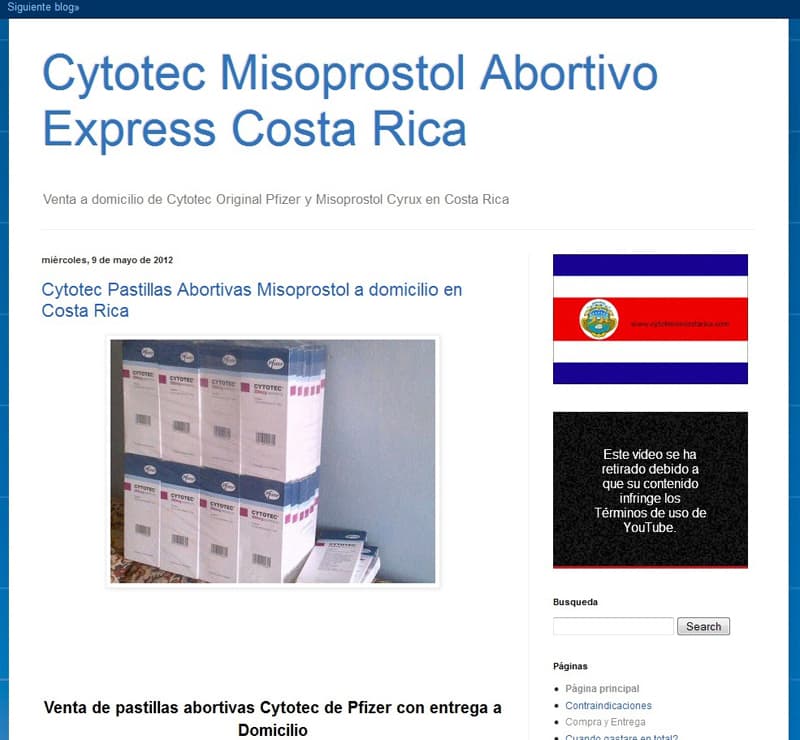 Esta página en Internet ofrece pastillas de Cytotec (misoprostol) para provocar abortos. Los laboratorios Pfizer explicaron que el medicamento sirve como tratamiento para úlceras intestinales. El Ministerio de Salud recomienda no comprarlo por Internet. | TOMADO DE INTERNET